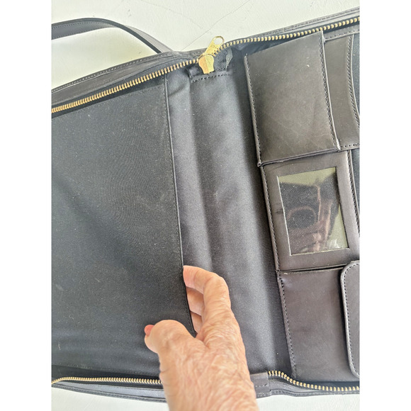 Vintage Georgetown Leather Design Satchel Briefcase Black Zipper - Picture 4 of 7